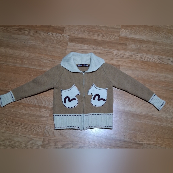 Evisu Donna Tan and Cream Knit Cardigan - Picture 1 of 13